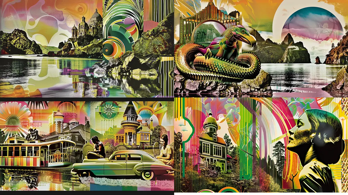 Psychedelic Nostalgia: A Retro-Futurist Fusion - Midjourney sref style