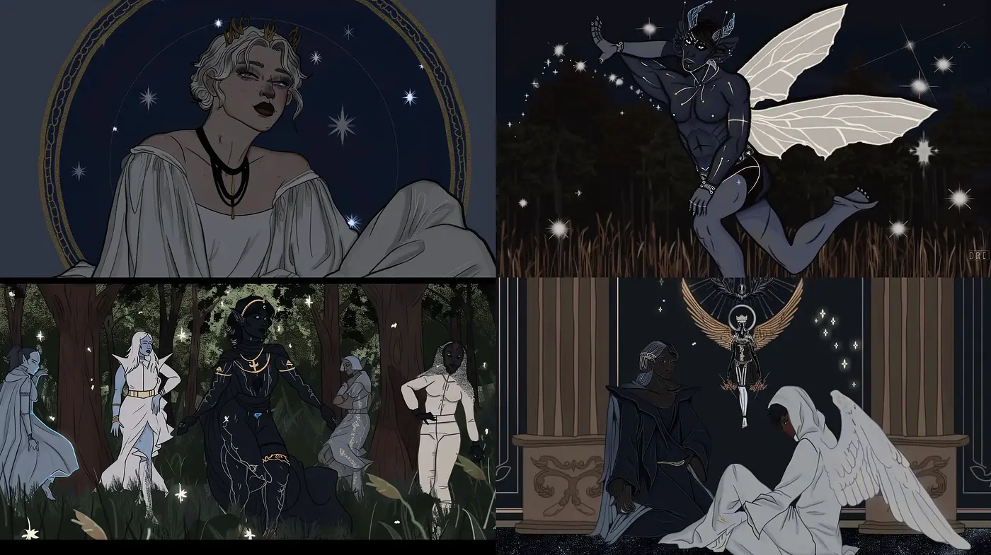 Mystical Nocturnal Elegance with Enigmatic Hues - Midjourney sref style