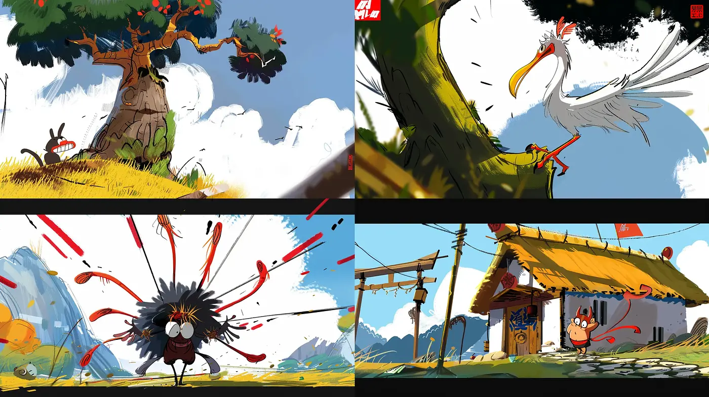 Energetic Comic-Inspired Panoramas with a Vibrant Asian Aesthetic - Midjourney sref style