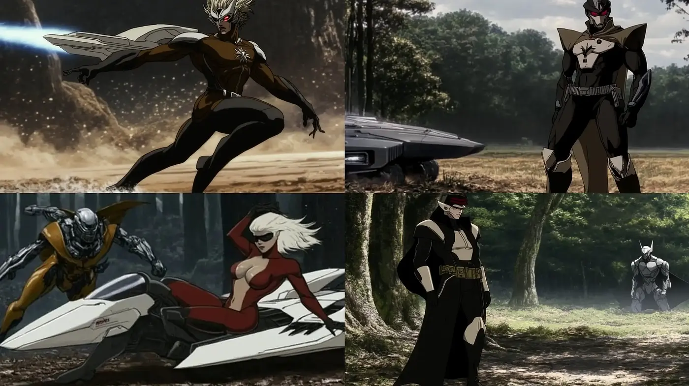 Dynamic Sci-Fi Animation Essence with a Dark Palette - Midjourney sref style