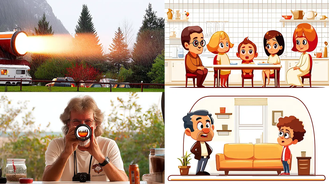 Whimsical and Vibrant Family Life Illustrated in a Playful Style - Midjourney sref style