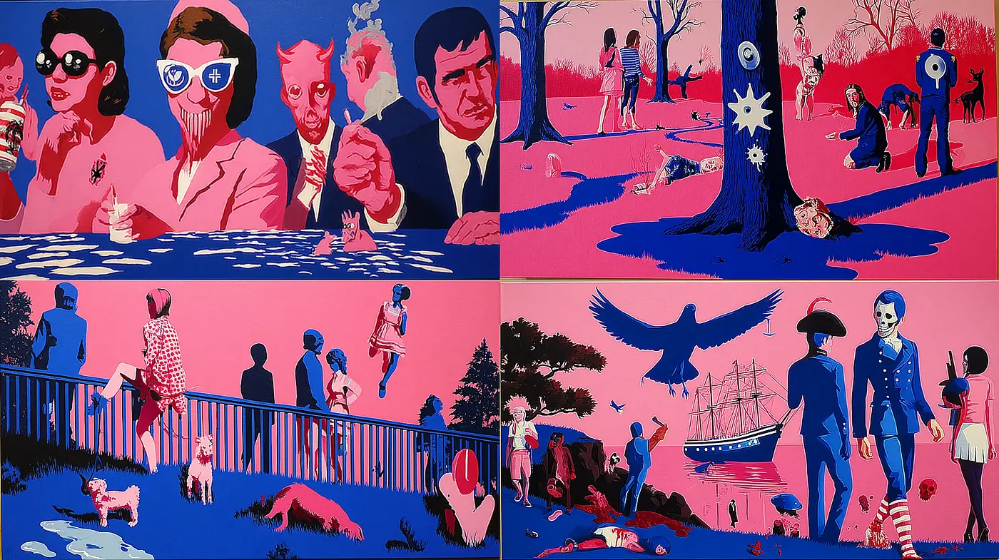Bold and Whimsical Surrealism with Vibrant Juxtapositions - Midjourney sref style