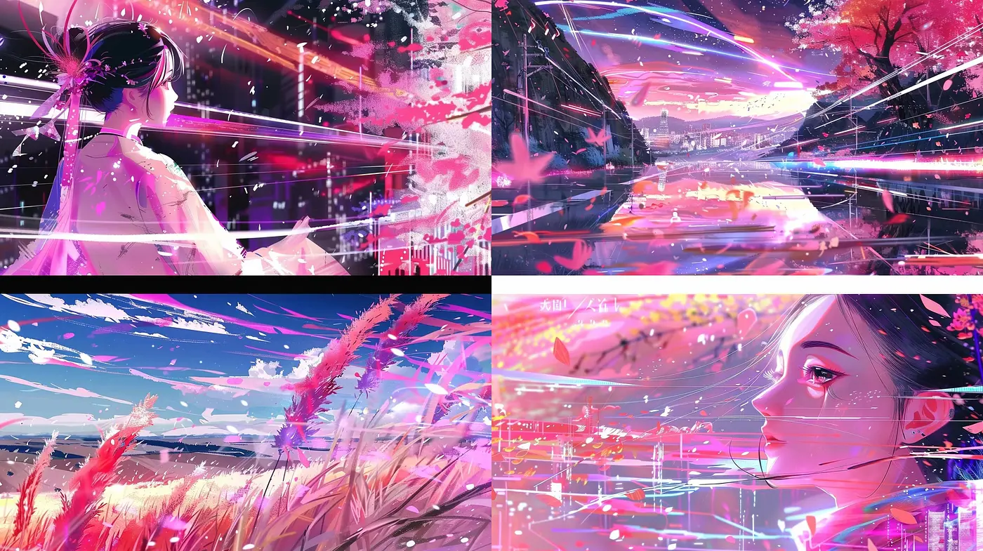 Ethereal Cyber-Sakura Dreamscape: A Fusion of Digital Vibrancy and Serene Nature - Midjourney sref style