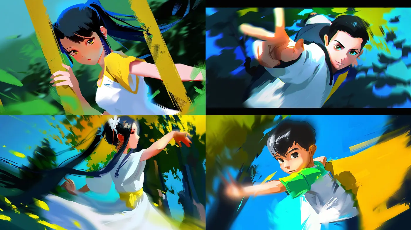 Energetic Brushstrokes and Luminous Hues: A Fusion of Anime Dynamism and Painterly Expression - Midjourney sref style
