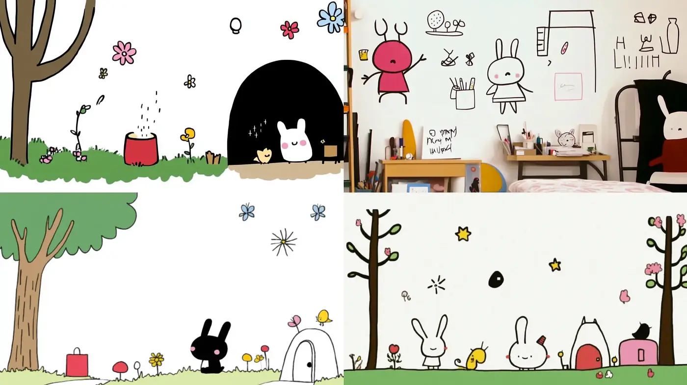 Whimsical Cartoon Simplicity with Pastel Harmony - Midjourney sref style