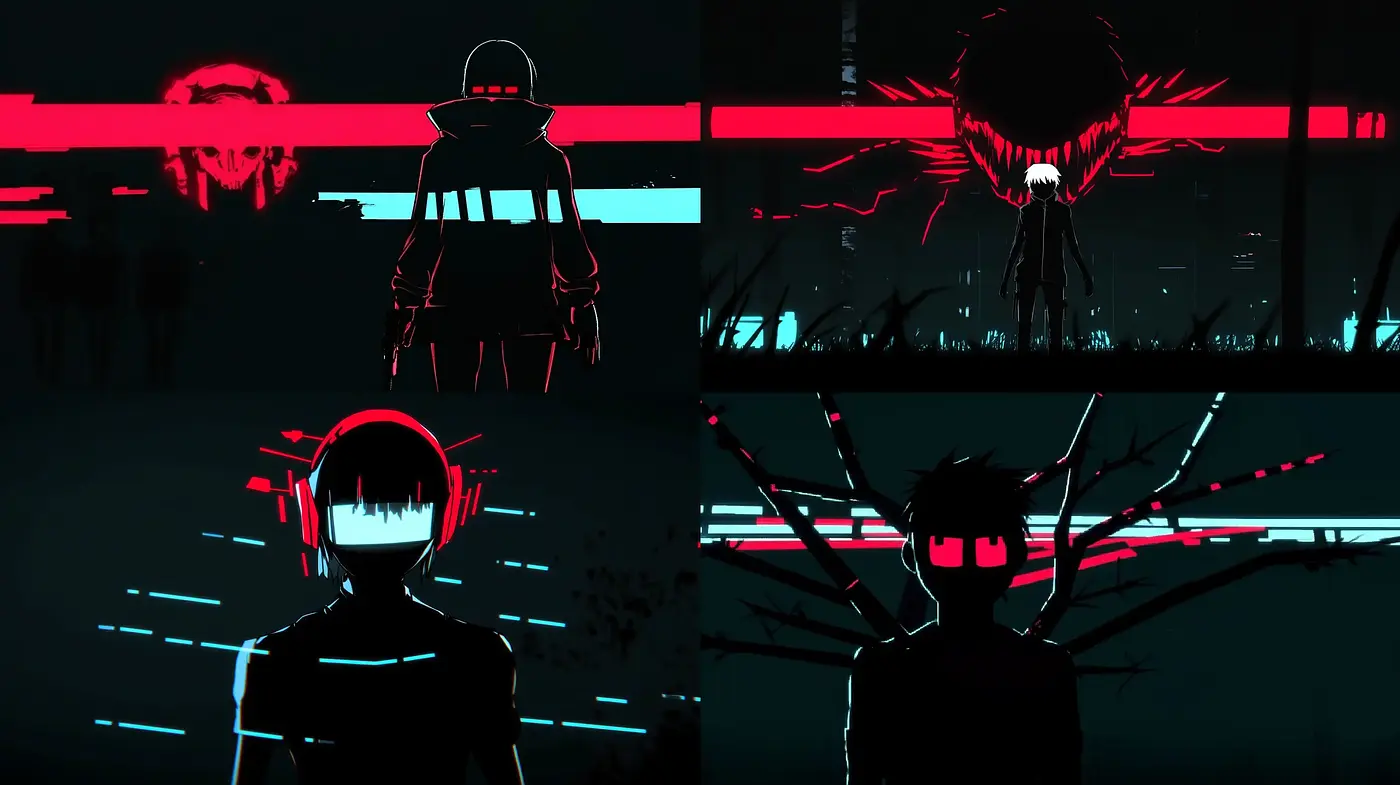 Neon Contrast and Shadow: An Homage to Cyberpunk Visuals - Midjourney sref style