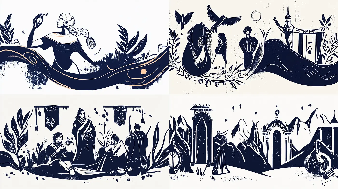 Whimsical Monochromatic Storybook Illustrations - Midjourney sref style