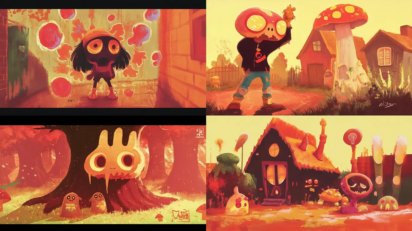Whimsical Autumn Fantasy: A Consistent Dive into Warm Tones and Stylized Illustration - Midjourney sref style