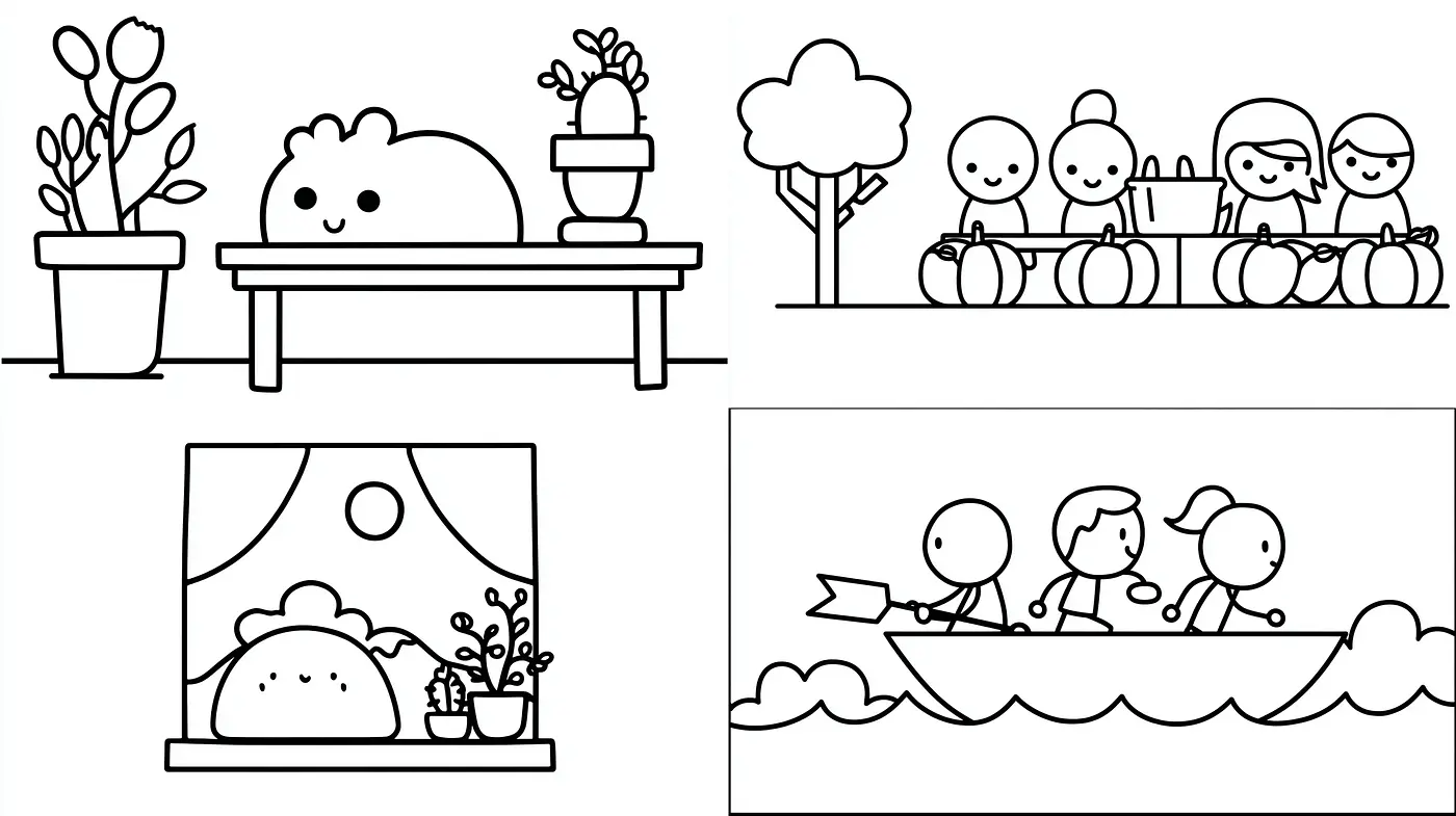 Charming and Playful Minimalist Line Art with a Whimsical Touch - Midjourney sref style