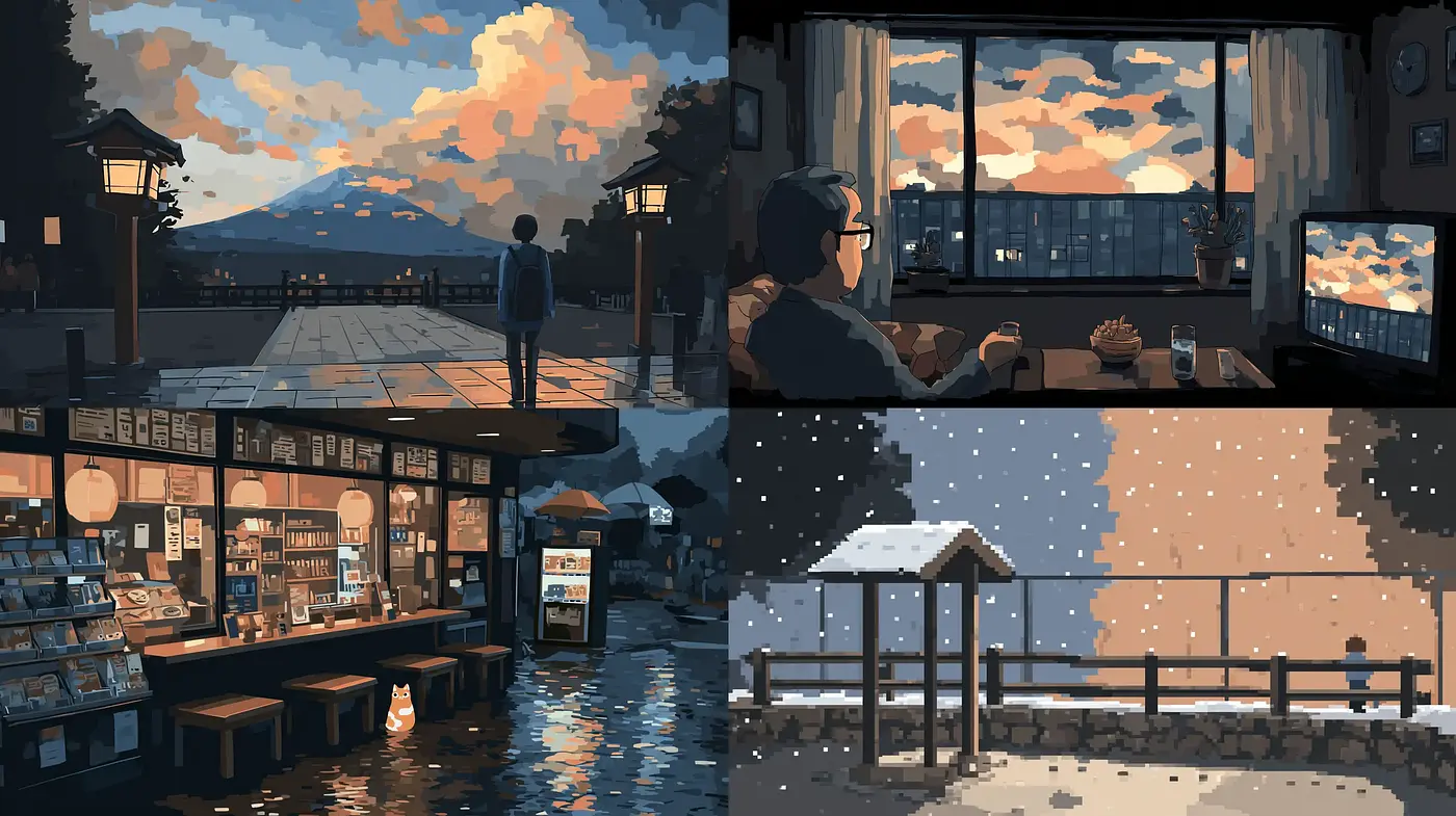Serene and stylized reflections of everyday life - Midjourney sref style