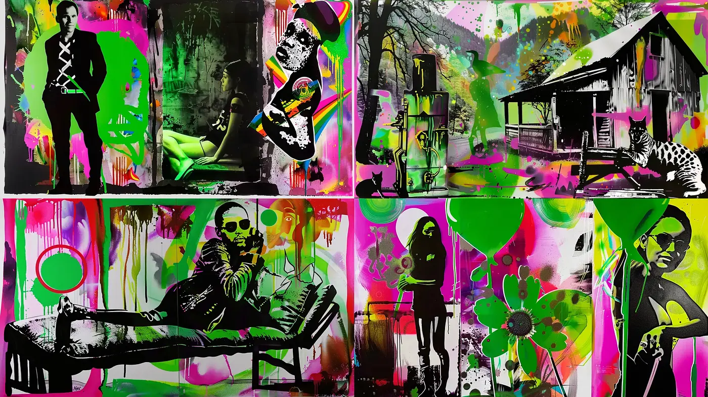 Neon Graffiti Splendor with Pop Art Echoes - Midjourney sref style
