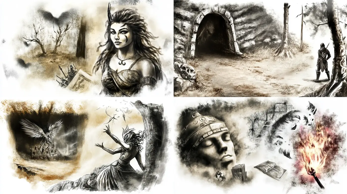 Ethereal Monochromatic Dreamscapes with Expressive Strokes - Midjourney sref style