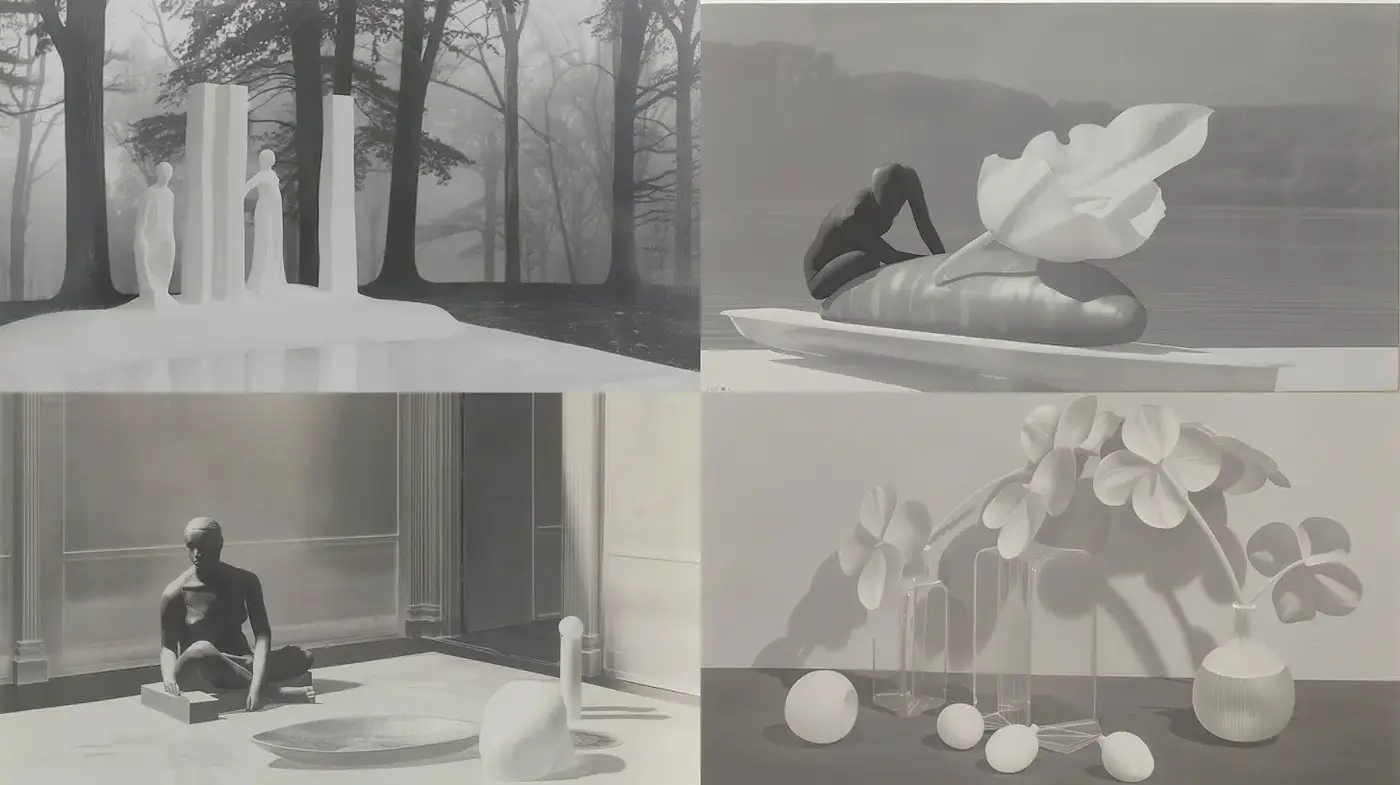 Contemporary minimalist sculpture with ethereal qualities - Midjourney sref style