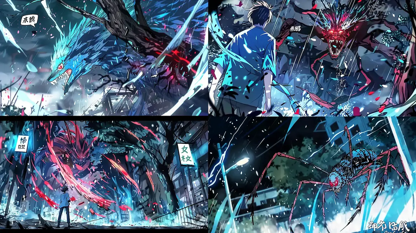Dynamic and Dramatic Urban Fantasy Illustration - Midjourney sref style