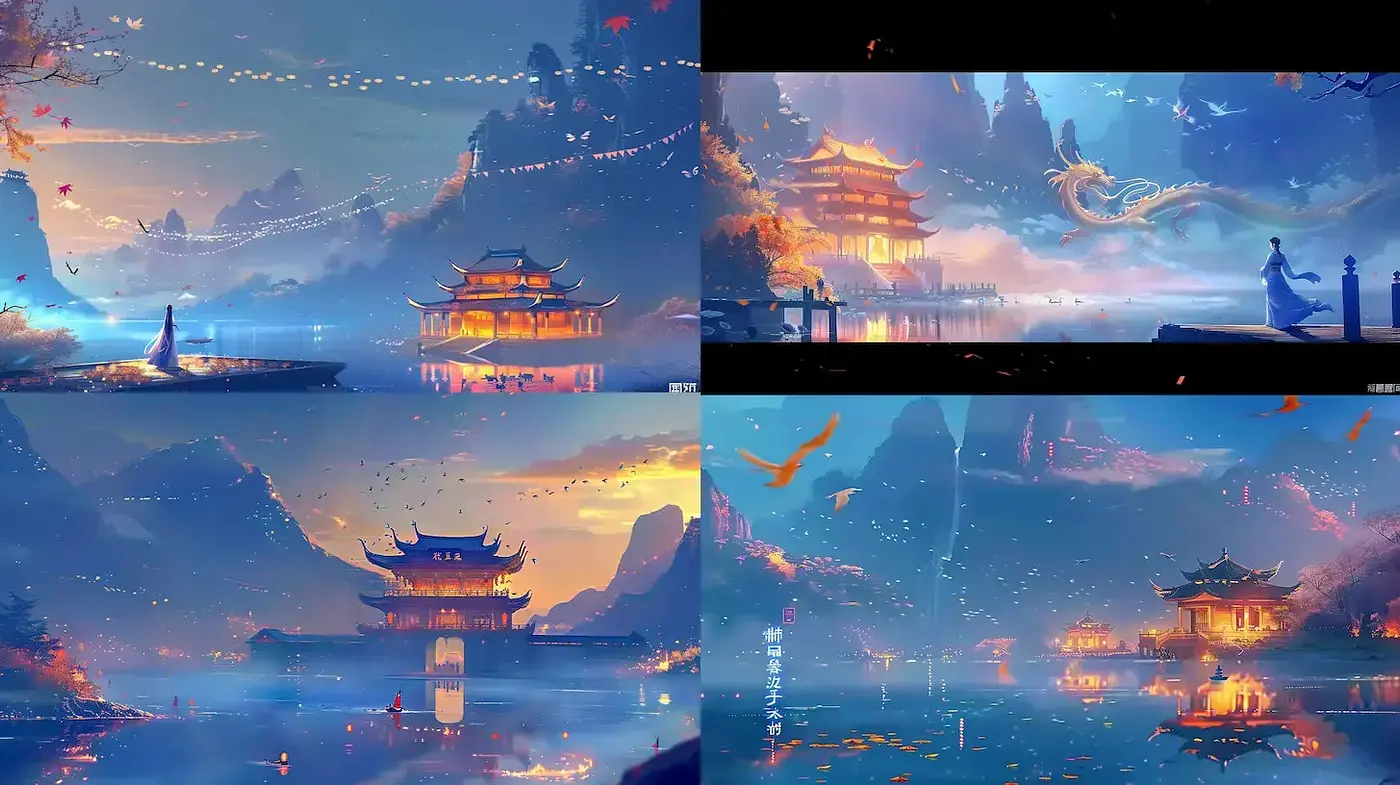 Serene and Ethereal Landscapes with Traditional Asian Aesthetics - Midjourney sref style