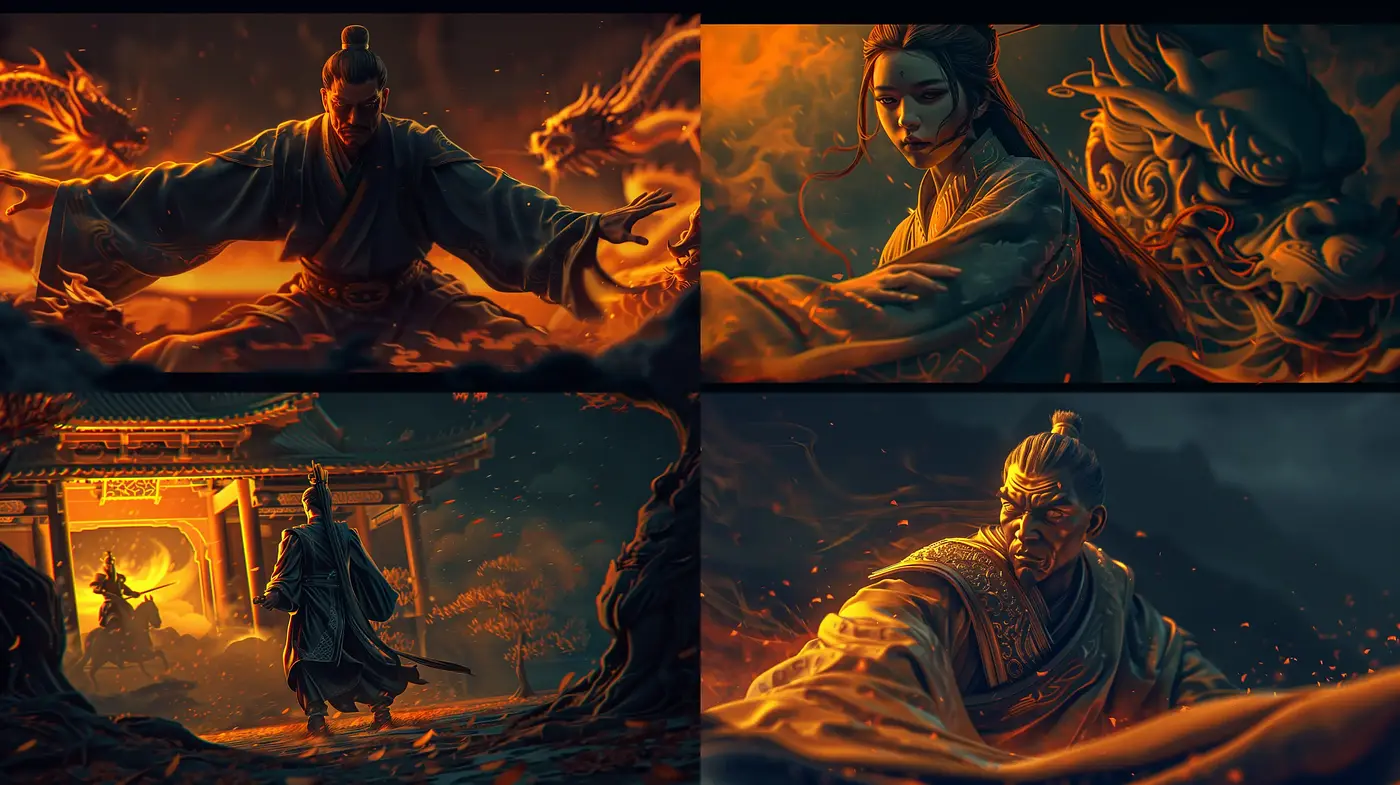 Ethereal Flames of an Ancient Dynasty - Midjourney sref style