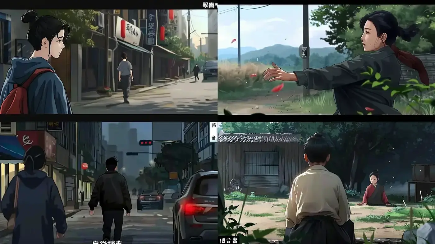 Cinematic Urban and Rural Harmony with a Touch of Serenity - Midjourney sref style