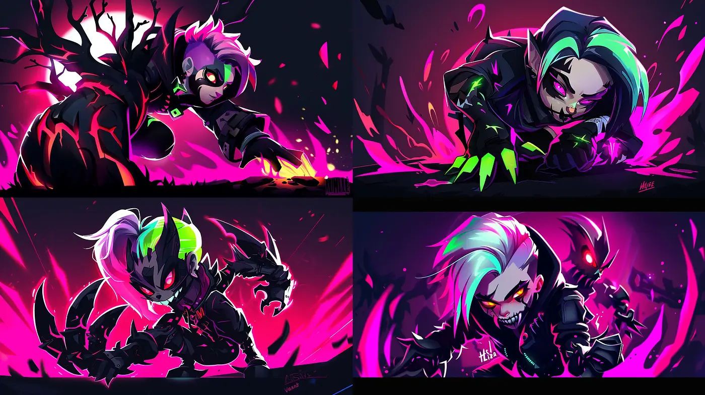 Neon Nocturne: A Vivid Display of Cybernetic Dynamism - Midjourney sref style