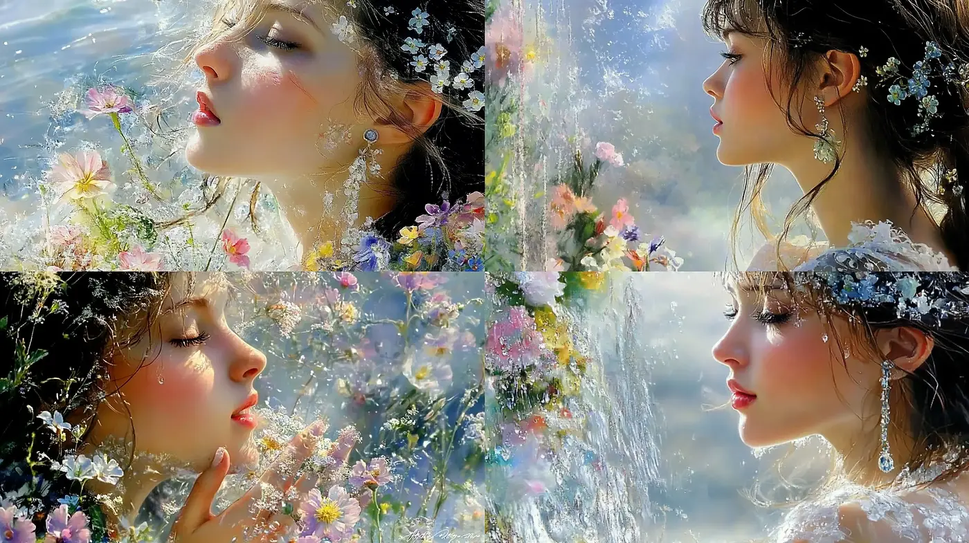 Luminous Ethereal Portraiture with Floral Whispers - Midjourney sref style