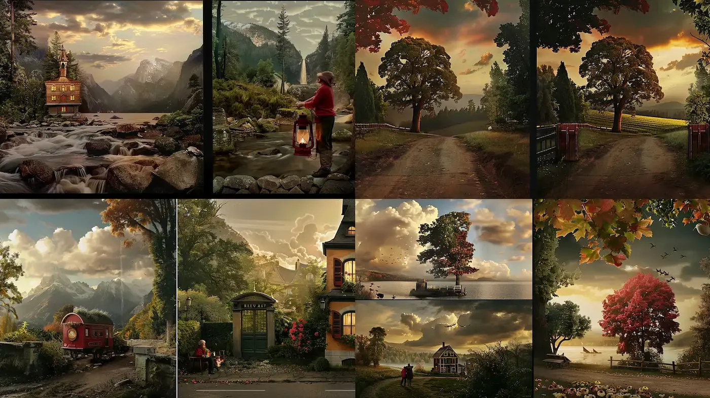 Consistent Rustic Fantasy Aesthetic with Natural Elements - Midjourney sref style