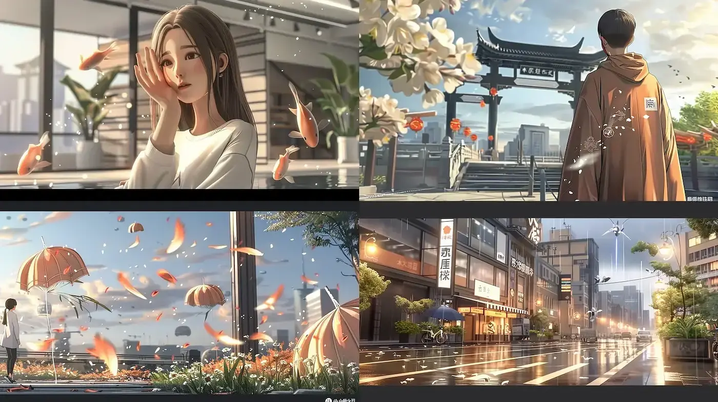 A Harmonious Blend of Contemporary Urban Scenes with Soft Dreamlike Elements - Midjourney sref style