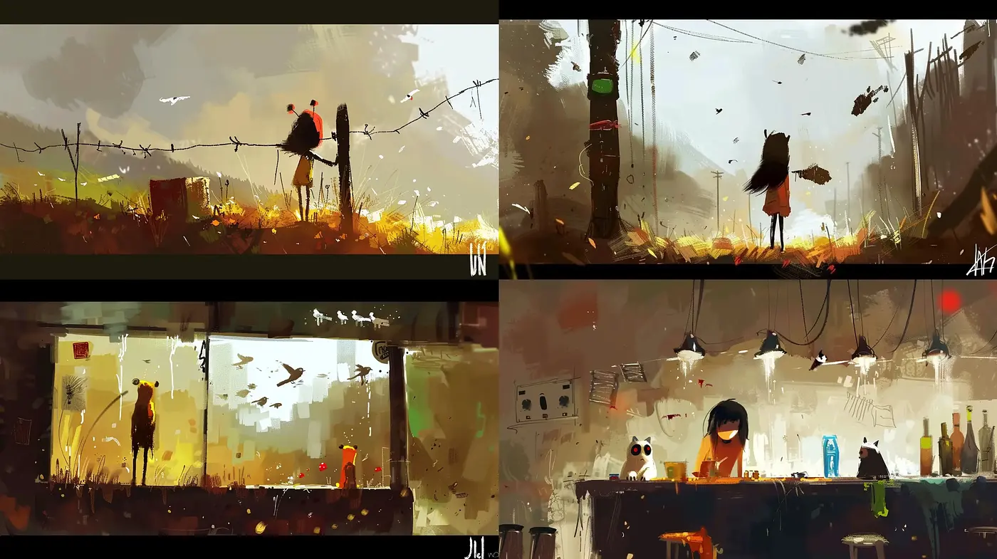 Melancholic Hues of Urban Essence with a Painterly Brushwork Style - Midjourney sref style