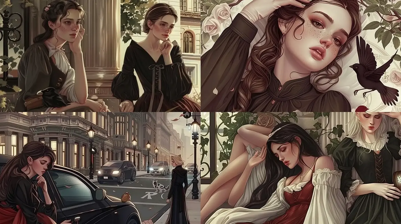 Romantic Elegance with a Modern Digital Brush - Midjourney sref style