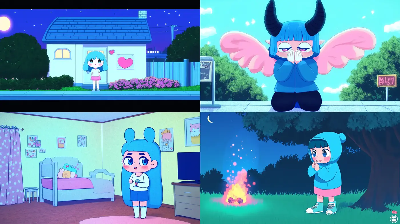 Whimsical Anime-Inspired Enchantment with a Twilight Hues Palette - Midjourney sref style