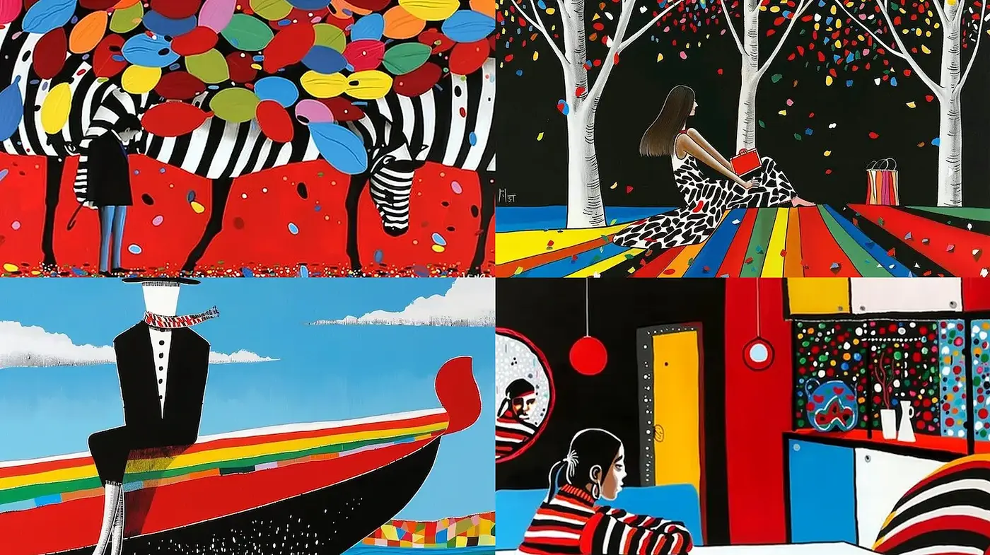 Vibrant and Playful Urban Surrealism with a Whimsical Essence - Midjourney sref style