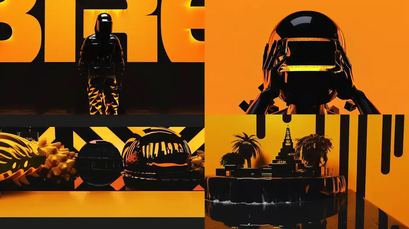 Futuristic and Glossy Aesthetic with a Playful Edge - Midjourney sref style