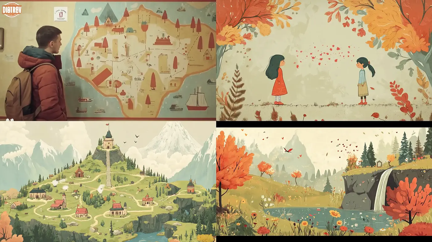 Whimsical Nature and Nostalgia: A Consistent Pastel Storybook Illustration Style - Midjourney sref style