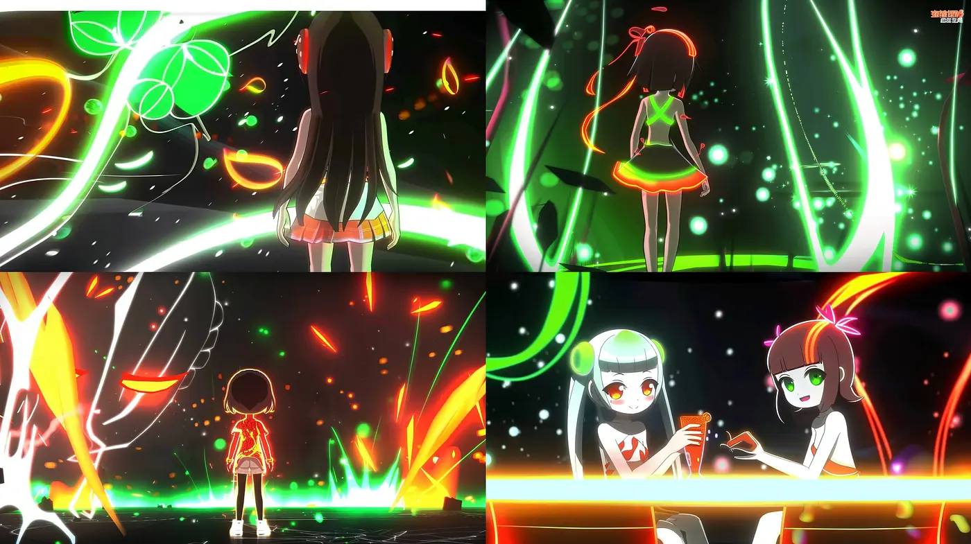 Neon Dreamscape: A Harmonious Blend of Anime-Inspired Vignettes with Luminous Ambiance - Midjourney sref style
