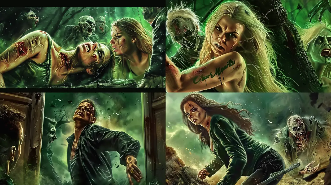 Eerie Hues of Survival: A Homage to Horror Comic Book Artistry - Midjourney sref style