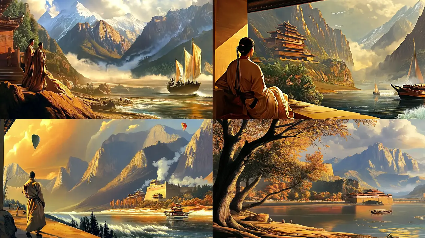 Tranquil Riverside Harmony: A Consistent Visual Symphony in Earthy Tones - Midjourney sref style