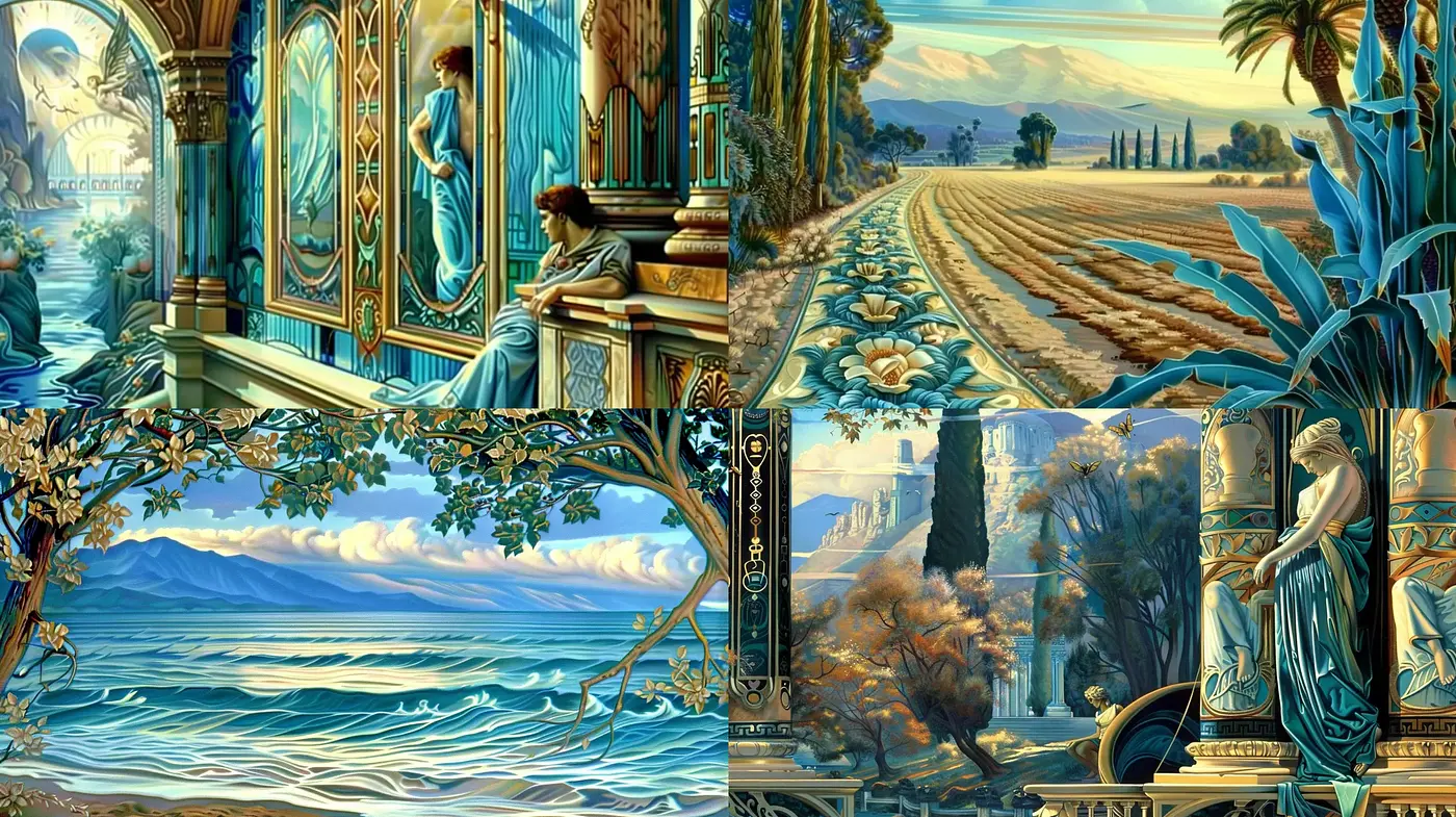 Idyllic Arcadian Vistas: A Homage to Romantic Art - Midjourney sref style