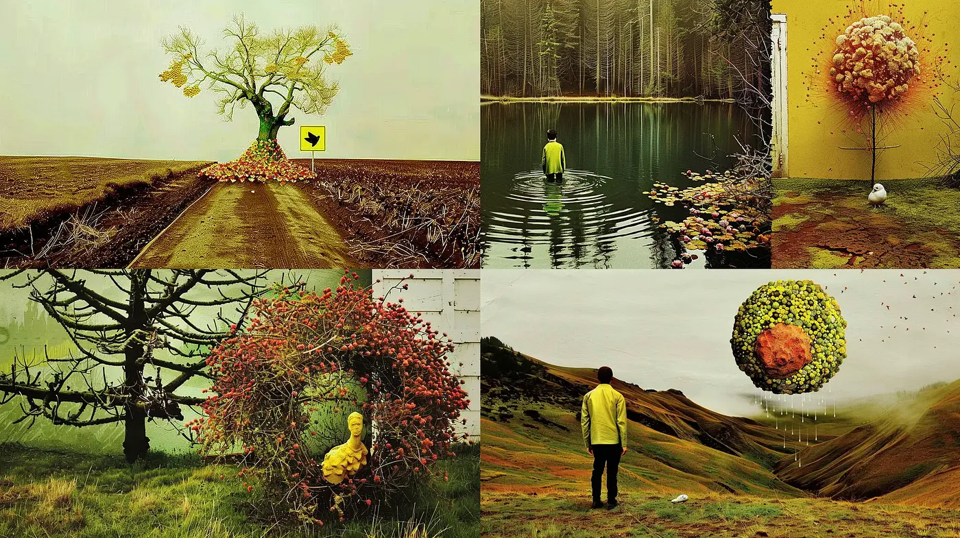 Ethereal Transience: A Study in Surreal Landscape Cohesion - Midjourney sref style