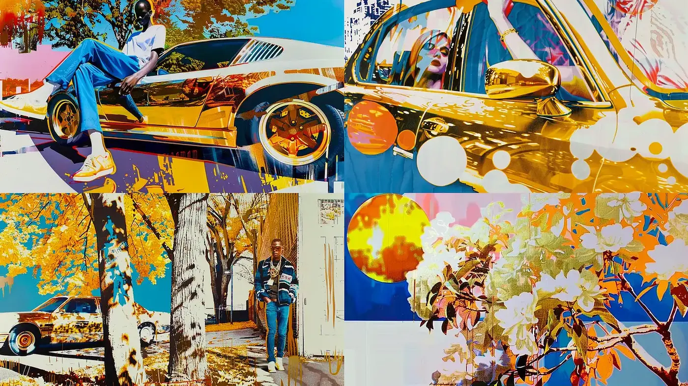 Vibrant and Textured Retro Urban Aesthetic with a Touch of Surrealism - Midjourney sref style