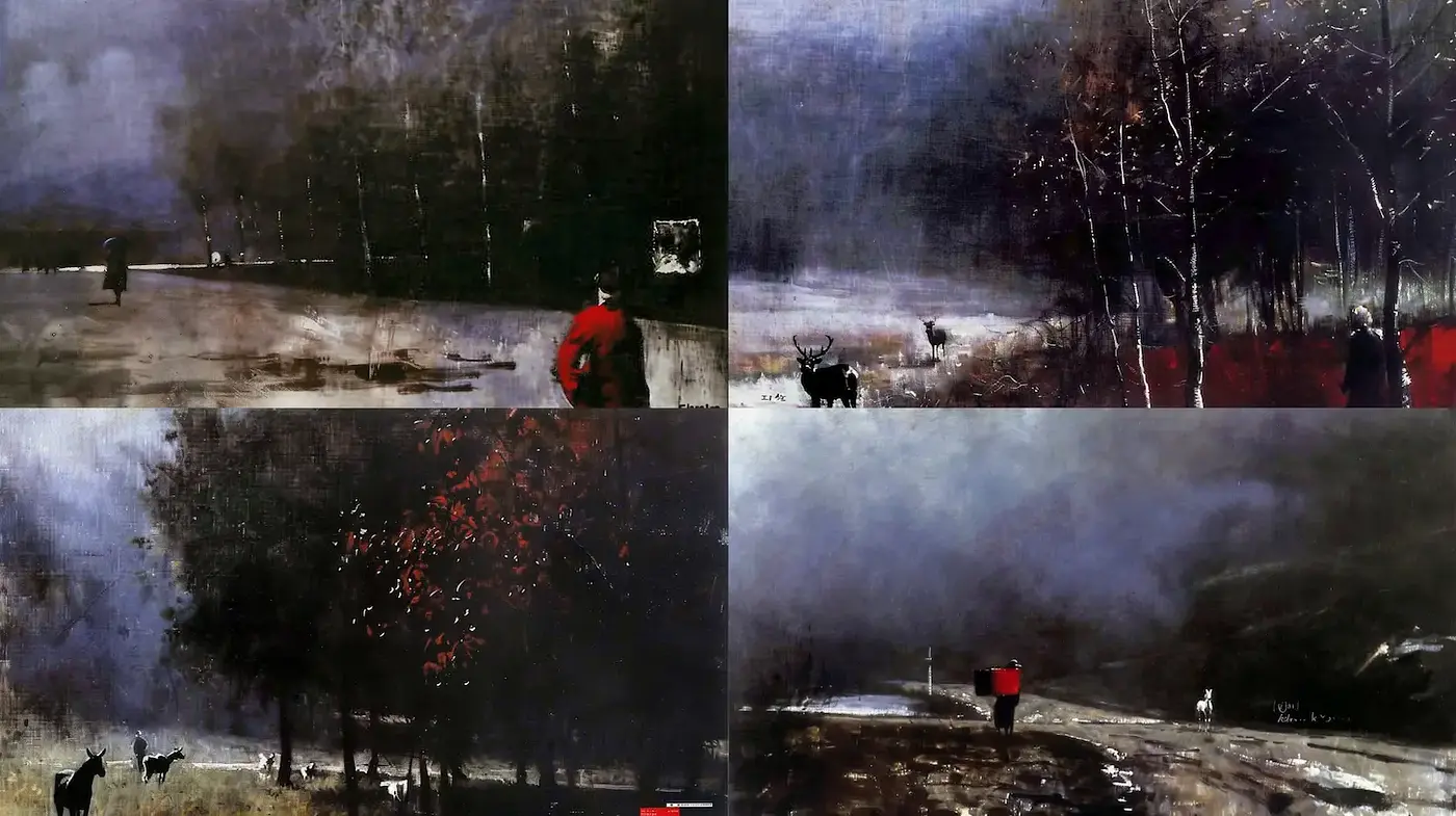 Moody and Textured Landscape with a Sense of Solitude - Midjourney sref style