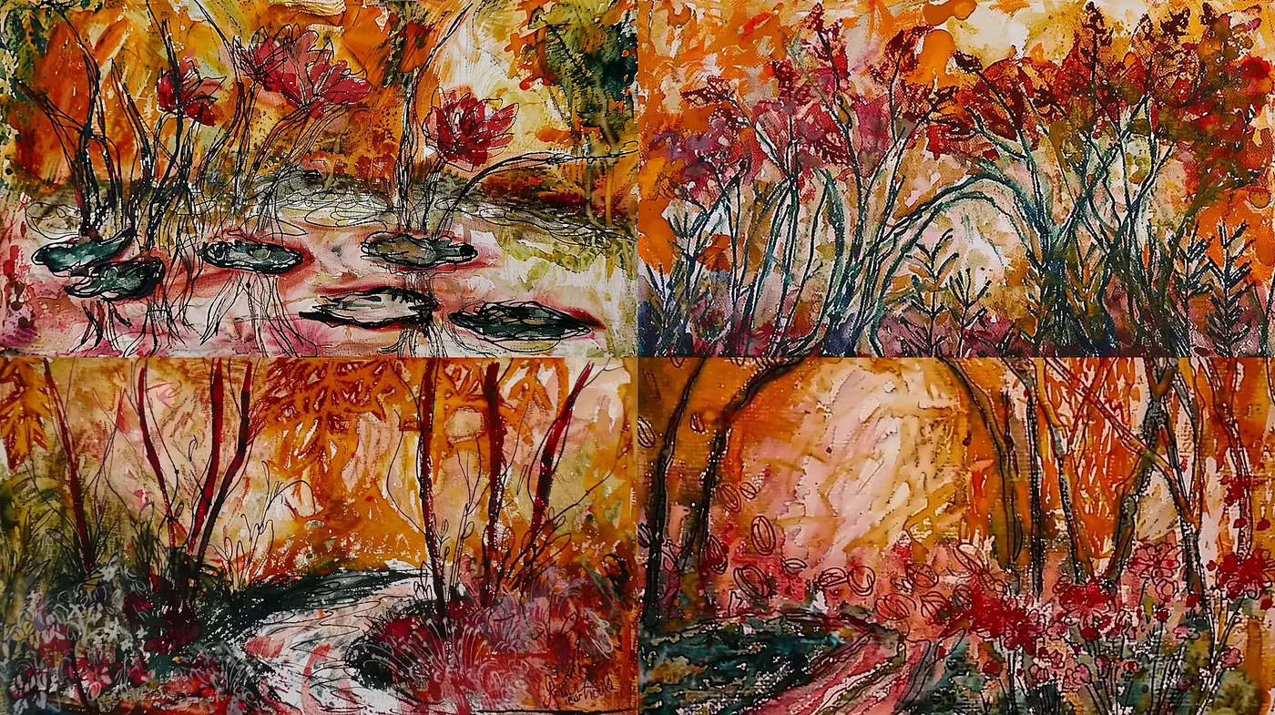 Autumn Hues in Abstract Expressionist Brushwork - Midjourney sref style