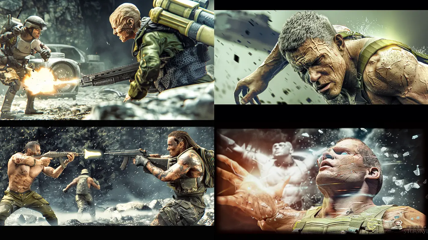 Gritty Intensity in War-Torn Visual Narratives - Midjourney sref style