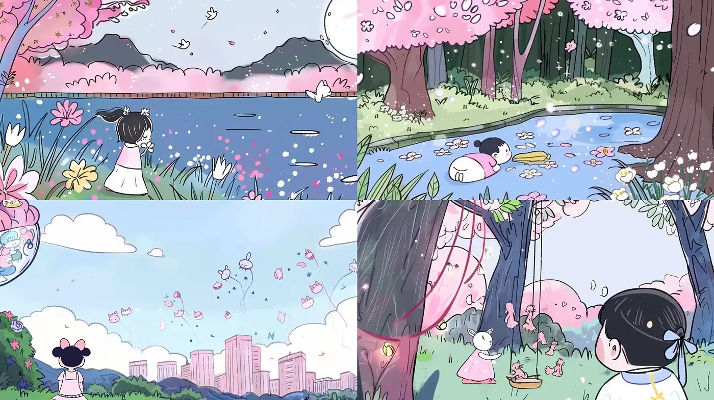 Serene Pastel Vistas: A Consistent Harmony in Whimsical Illustration - Midjourney sref style