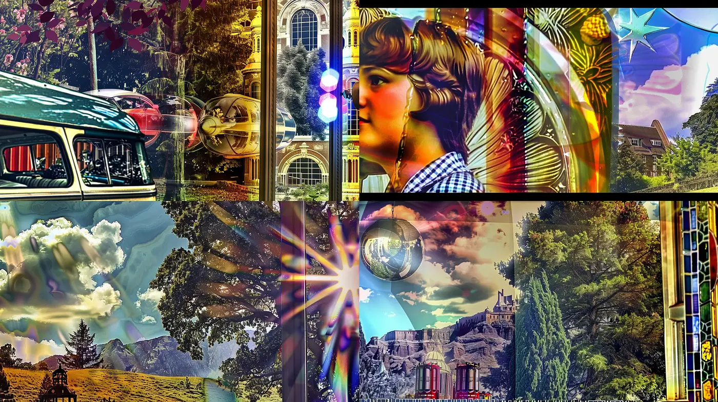 Chromatic Synthesis of Surreal Landscapes and Vintage Portraiture - Midjourney sref style