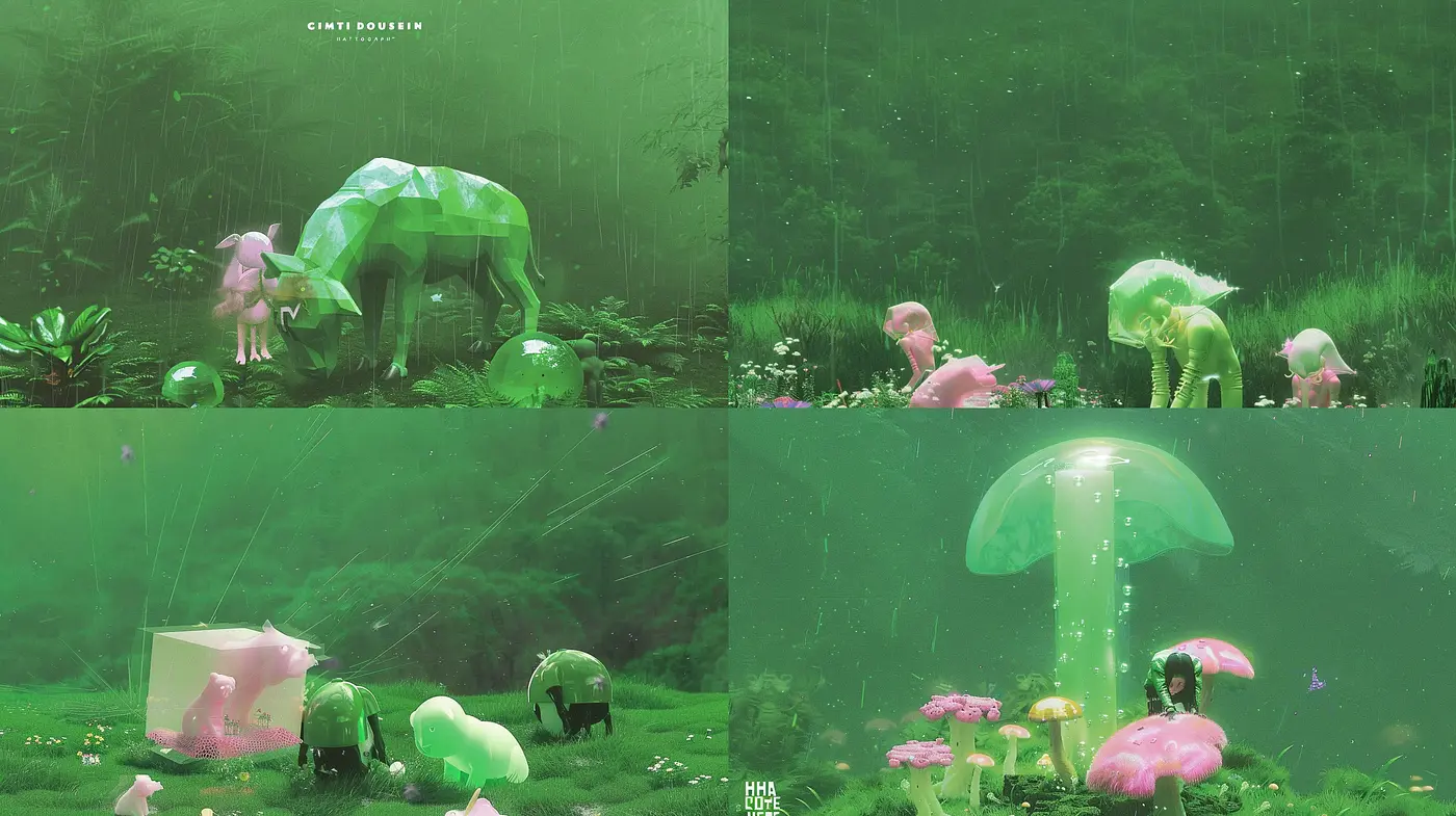 Luminous Ethereal Forests with a Synthesized Neon Twist - Midjourney sref style