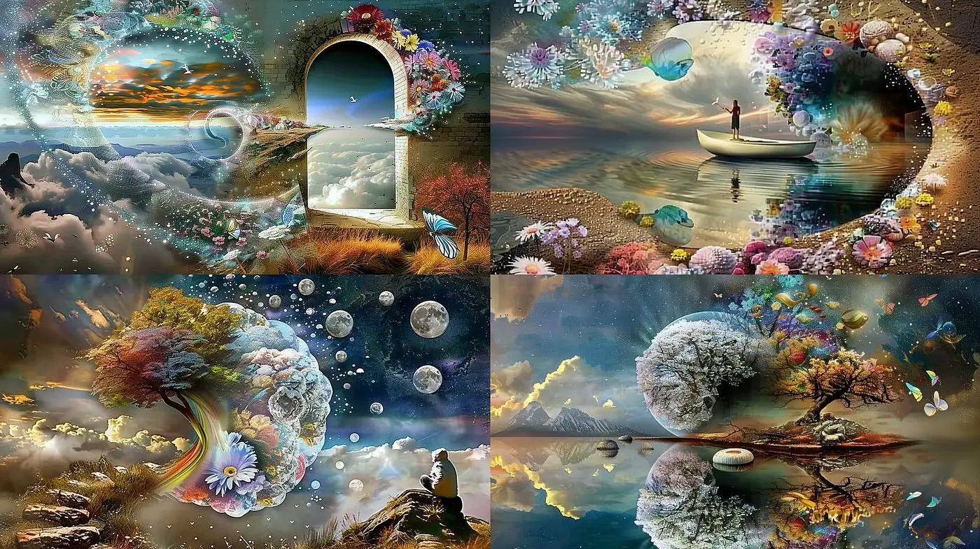 Surrealistic Dreamscapes with Ethereal Overtones - Midjourney sref style
