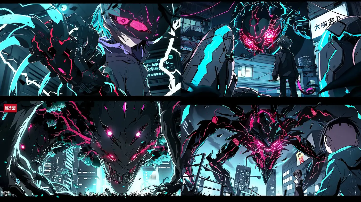 Dynamic futuristic urban art with a neon sci-fi aesthetic - Midjourney sref style