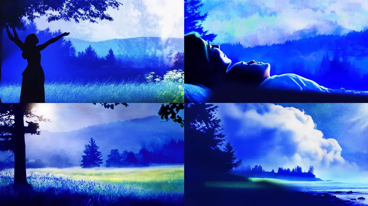 Ethereal Blue Dreamscape with Lyrical Impressionist Influences - Midjourney sref style