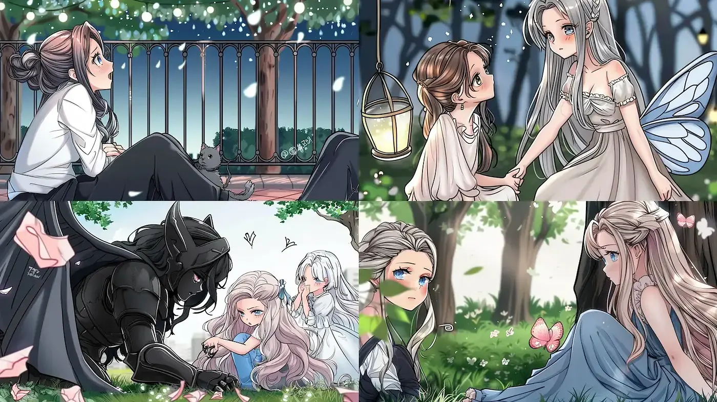 Ethereal Whimsy and Serenity in Fantasy Manga Illustration - Midjourney sref style