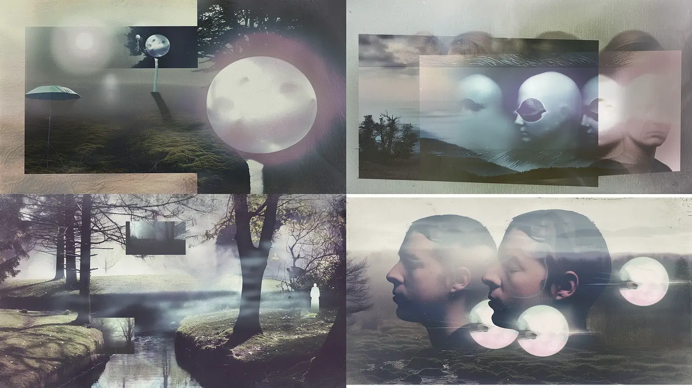 Ethereal Dreamscapes with Surrealist Influence and Moody Tones - Midjourney sref style