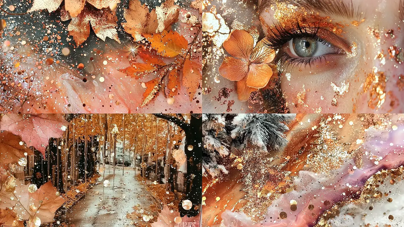 Autumnal Elegance: A Fusion of Photorealism and Impressionistic Splatter - Midjourney sref style