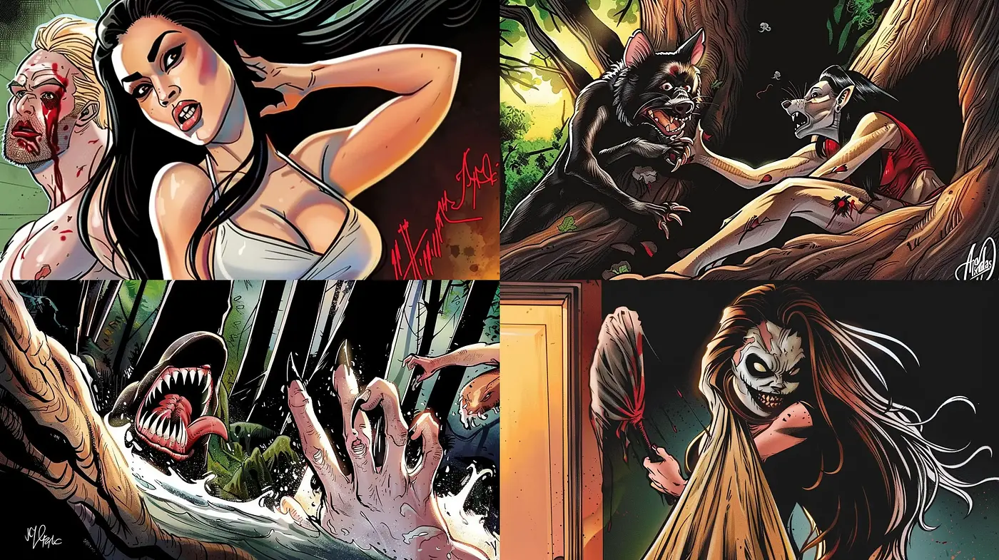 Vibrant Horror Comic Book Aesthetic - Midjourney sref style